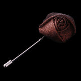 Maxbell Lapel Rose Flower Pin Men's Handmade Fabric Boutonniere Stick Brooch Brown - Aladdin Shoppers
