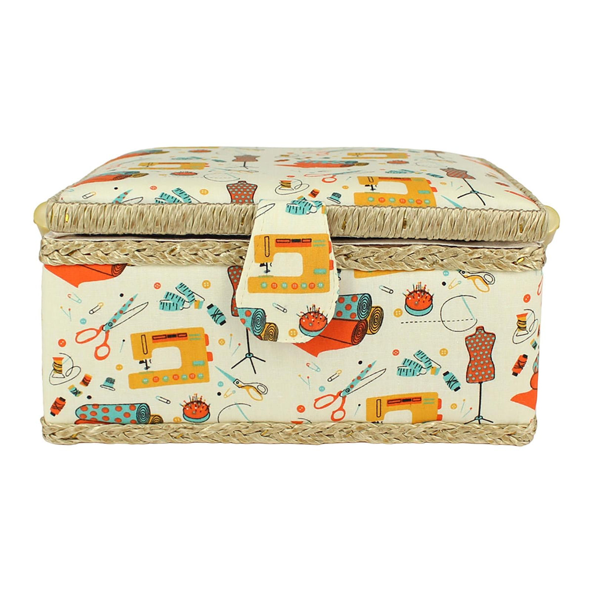 Portable Sewing Basket Storage Box Compact with Removable Tray 7.5x5.1x4inch Style B