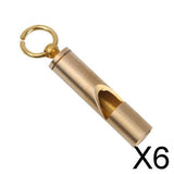 Maxbell 6xOutdoor Vintage Survival Brass EDC Key Chain Pendant Whistle First Aid Tool