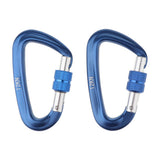 Maxbell Maxbell 2pcs 12KN D Shape Carabiner Screw Lock Clip Keyring Camping Karabiner Blue