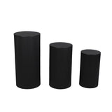 3Pcs Cylinder Pedestal Stands Metal Party Decorations Display Plinth Pillars Black