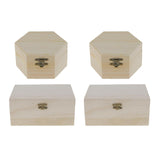 Maxbell 4pcs Set Unpainted Plain Wooden Jewelry Box Trinket Gift Box Keepsake