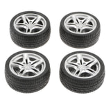 Maxbell 8pcs 1: 10 Drift Car Racing Car 5 Spoke Black Wheel Rims & Rubber Tires 48mm