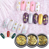 Maxbell 3 Box DIY Nail Art Glitter Metal Nails Tips Christmas 3D Nail Art Charm Gold