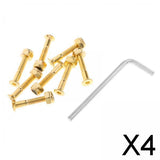 Maxbell 4x8x Longboard Skateboard Wheel Repair Hardware Screws with Wrench 1'' Golden