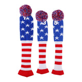 Maxbell 3Pcs/set Golf Headcover Knit Pom Pom Vintage Head Cover #1 3 5 Long Neck Knit Sock Golf Club Head Covers - Aladdin Shoppers