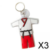 Maxbell 3xTaekwondo Keychain Metal Keyring Cute Bag Charms Key Holder Sports Keychains Red