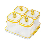 Maxbell Dried Fruit Plate Food Storage Box Wedding Nuts Plate for Home Party Holiday Transparen 4 Grids