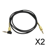 Maxbell 2x3.5mm Jack Audio Cable Male To Male 90 Degree Right Angle Aux Cable Black
