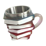 Maxbell Painted Book Mug with Handle for Hot or Cold Brews Readers Literature Lovers Pink