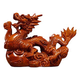 Maxbell Wooden Carved Chinese Dragon Figurine 12cm Spring Festival for Desktop Decor Style A