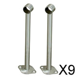 9x2x Stainless Steel Wardrobe Pipe Lever Bracket Closet Rod Holder 300mm