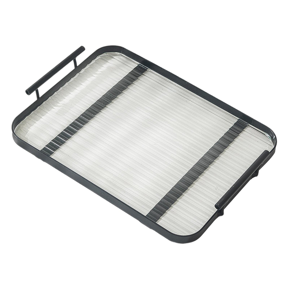 Maxbell Serving Tray Stylish Convenient Cosmetic Plate for Home Coffee Table Kitchen Black Square