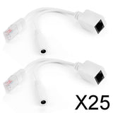 Maxbell 25x2 x Power Over Ethernet POE Adapter Extractor Splitter Cables White