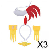 Maxbell 3xChicken Animal Costume Cute Easter Chicken Head Hoop Set for Holiday Cosplay 5 piece