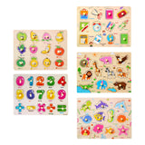 5 Pieces Children Wooden Puzzle Wooden Peg Puzzle for Toddlers for Birthdays