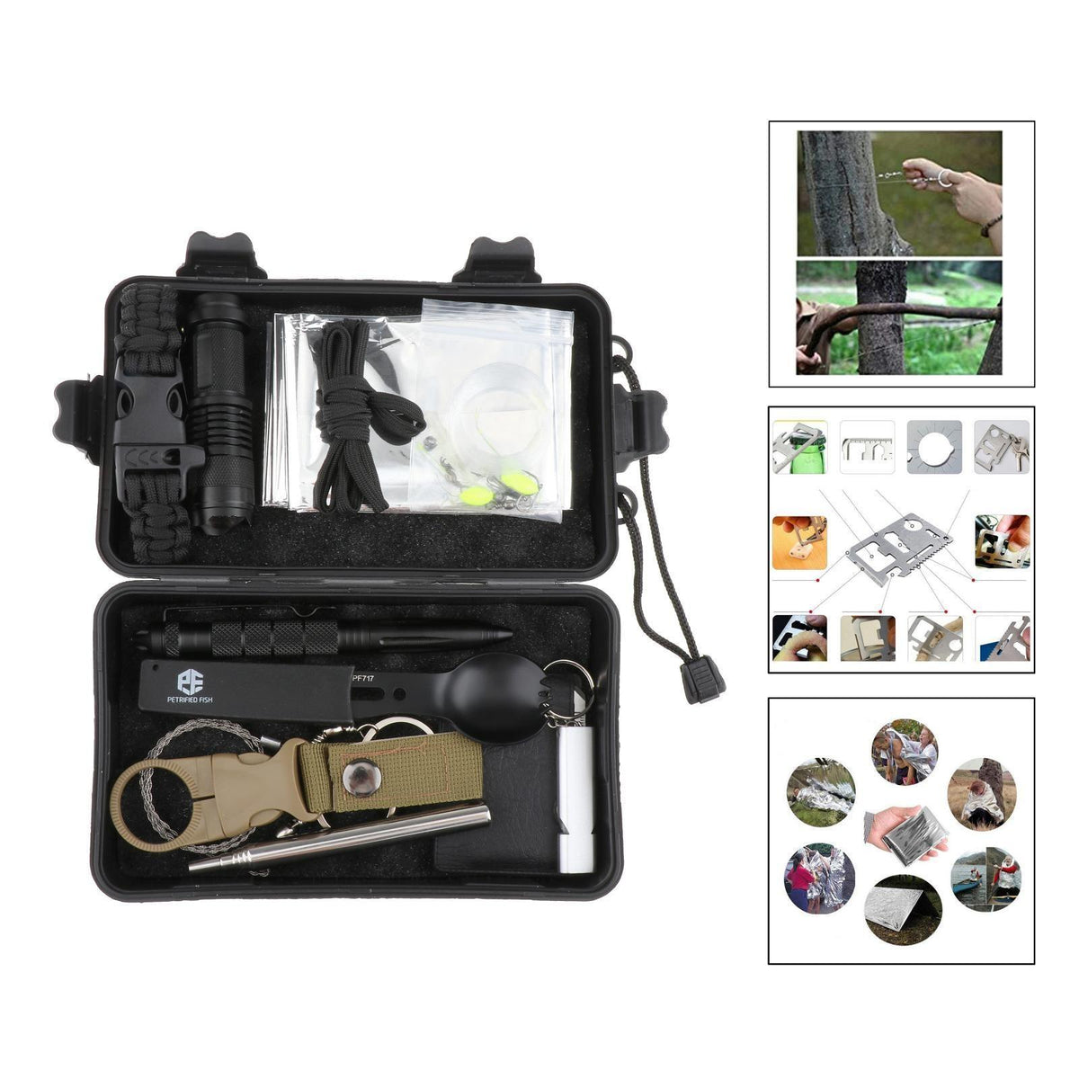Maxbell Maxbell 12 in 1 Outdoor Survival Kits Emergency Tools Backpacking Camping SOS Gear