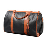Maxbell Leather Duffle Bag Overnight Bag Large Capacity Water Resistant Carry on Bag Black