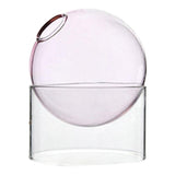 Maxbell Maxbell Art Clear Round Glass Vase Tabletop Terrarium Container Bud Pot Home Decor Pink Short