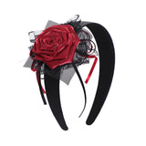 Maxbell Halloween Headdress Artificial Rose Headband for Role Playing Bride Carnival Style B Headband