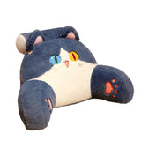 Maxbell Back Rest Pillow Breathable Cute Reading Pillow for Watching TV Gaming Couch Blue Cat Shape