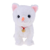 Electric Cat Pet Meow Toy Walking Animal Doll Toddler Stuffed Cat Gift White