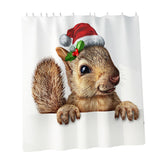Maxbell Christmas Style  Bathroom Curtains with Hooks for Bathroom Decor Squirrel