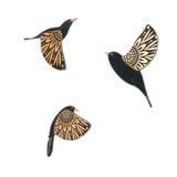 Maxbell Maxbell 3x Wood Flying Birds Wall Decor Folk Art Wall Decor for Hotel  Black