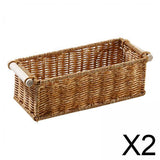 Maxbell 2xImitation Rattan Baskets Storage Basket Bin Rectangular for Home Bar Kitchen M