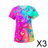 Maxbell 3xWomens V Neck Scrub Top Soft Nurse Work Uniform for Healthcare Beauty Center XL Colorful