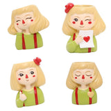 Maxbell 4 pcs Cute Cartoon Girl Style Succulent Plant Pot for Home Garden Decoration