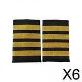 Maxbell 6xAirline Epaulets Traditional with Gold Stripes Officer Shoulder Boards four bars