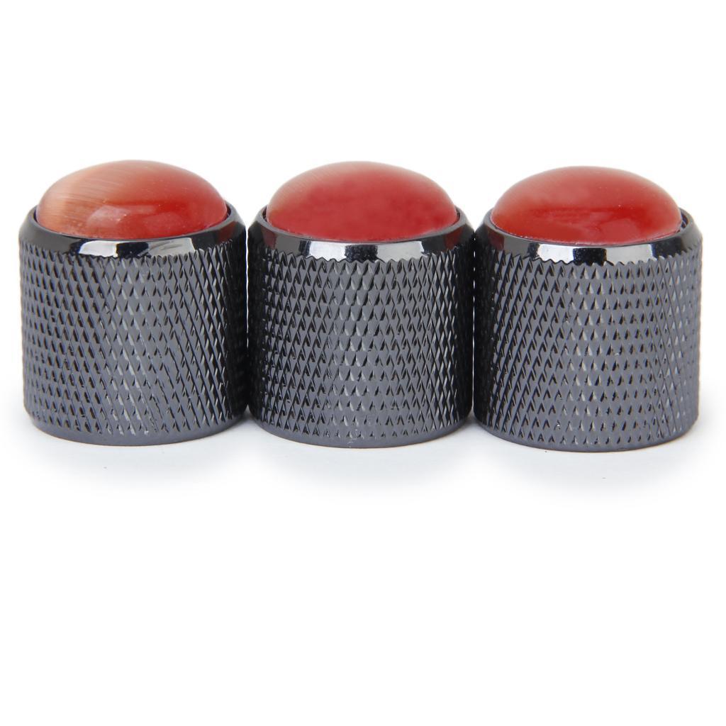 Maxbell Maxbell 3pcs Volume Tone Control Knob for Electric Guitar - Black with Red Top