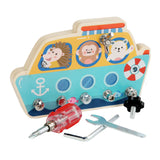 Maxbell Wood Screwdriver Busy Board Montessori Educational Toy for Kids Holiday Gift Boat