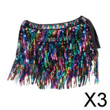 Maxbell 3xWomen Belly Dance Hip Skirt Tassel Scarf Belt Latin Samba Sequin Wrap Dress
