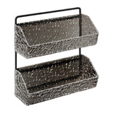 Maxbell Hanging Kitchen Basket 2 Layer Rustic No Drill for Home Decor Pantry Kitchen Dark Gray
