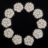 Maxbell 6xCrystal Diamante Pearl Flower Buttons FLATBACK Embellishment D