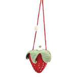 Maxbell Hand Knitted Strawberry Bag with Flower Design Handbag for Work Street Party
