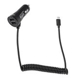 Maxbell 2xMicro USB Car Fast Charger Adapter with Coiled  Cable & Dual Ports