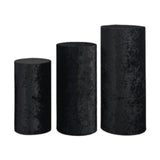 3Pcs Cylinder Pedestal Stand Covers Decoration Tablecloth Plinth Stand Cover Black