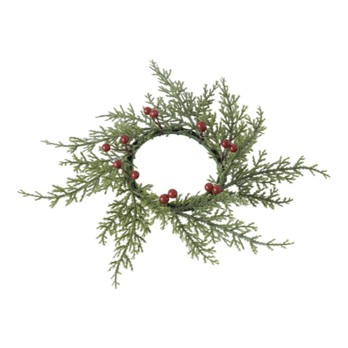 Maxbell Artificial Cedar and Berry Candle Ring Lightweight Versatile Inner Dia 7.5cm
