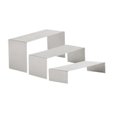 Maxbell 3 Pieces Riser Display Stands Display Shelf for Dessert Collectibles Perfume Brushed Silver
