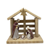 Maxbell Christmas Nativity Scene Statue Wood Resin Sculpture for Living Room Cabinet