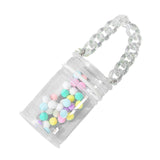 Maxbell Portable Doll Storage Case Cute Clear Clear Figure Display Bag Multi Purpose White with chain