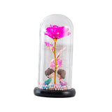 Maxbell Maxbell Artificial Flowers Rose LED Lamp in A Glass Dome Bouquet for Home Decor Rose Red