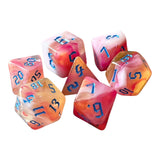 Maxbell 7 Pieces Double Colors Polyhedral Dices D6 D4 D8 D10 (00-90 and 0-9) D12 D20 Pink White
