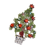 Maxbell Green Enamel Crystal Rhinestone  Christmas Tree Brooch Pin Xmas Gift