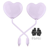 Maxbell Motorcycle Heart Shaped Rearview Mirror Professional Wide View Universal Fit Light Purple