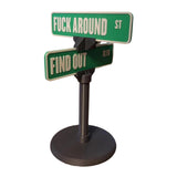 Maxbell F Around Find Out Street Sign for Desk Novelty Gifts for Bedroom Living Room 10x23cm