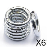 Maxbell 6x6Pcs Backpack Plated Alloy Round Spring Snap Hooks Clip Keychain Ring Silver